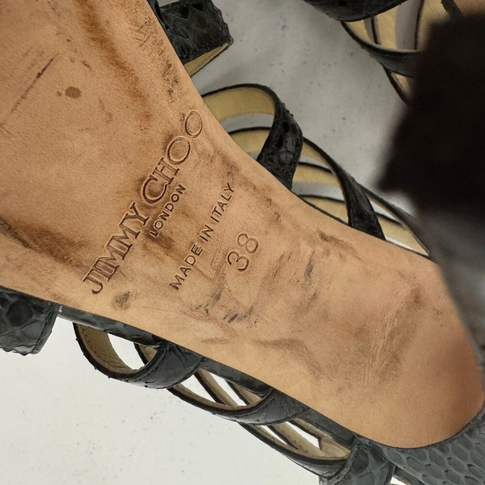 Jimmy Choo Python Elaphe Green Sandals - image 2